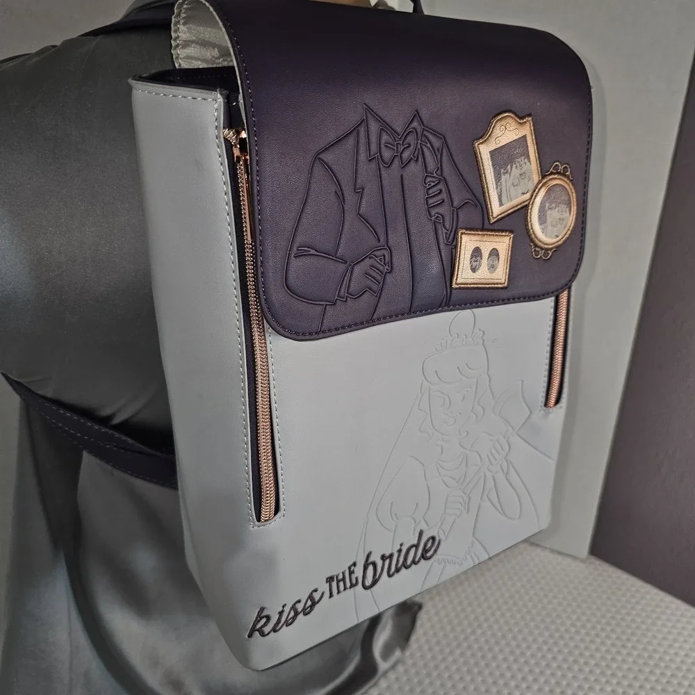 Disney Parks Haunted Mansion Kiss The Bride Headless Groom Portrait Backpack EUC